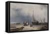 Coast Scene with Boats and Figures-null-Framed Stretched Canvas