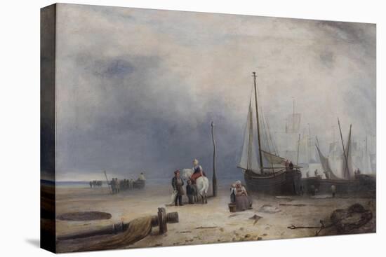 Coast Scene with Boats and Figures-null-Stretched Canvas