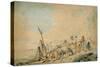 Coast Scene with Figures near a Wall-George Chinnery-Stretched Canvas