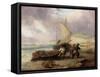 Coast Scene with Fishing Boats-George Balmer-Framed Stretched Canvas