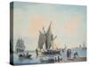 Coast Scene, with Shipping and Figures-William Anderson-Stretched Canvas