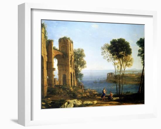 Coast View with Apollo and the Cumaean Sibyl, Between 1645 and 1649-Claude Lorraine-Framed Giclee Print