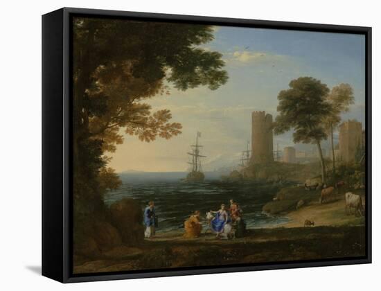 Coast View with the Abduction of Europa, c.1645-Claude Lorrain-Framed Stretched Canvas