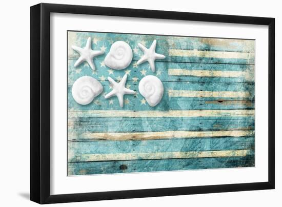 Coastal American Flag-Jace Grey-Framed Art Print