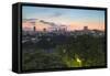 Coastal Area Skyline at Sunset, Fukuoka, Kyushu, Japan-Ian Trower-Framed Stretched Canvas