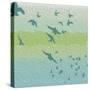 Coastal Birds Of Flight-Jace Grey-Stretched Canvas