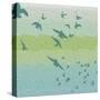 Coastal Birds Of Flight-Jace Grey-Stretched Canvas