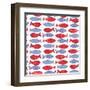 Coastal Birds Pattern I-Farida Zaman-Framed Art Print