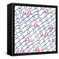 Coastal Birds Pattern VA-Farida Zaman-Framed Stretched Canvas