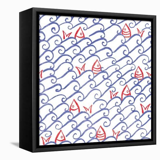 Coastal Birds Pattern VA-Farida Zaman-Framed Stretched Canvas