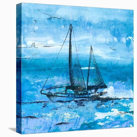 Coastal Boats in Watercolor II-Lanie Loreth-Stretched Canvas