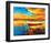 Coastal Boats Sunset Painting-null-Framed Art Print