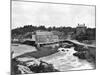 Coastal Buildings and Waterfall-null-Mounted Photographic Print