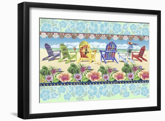 Coastal Chairs Floral-James Mazzotta-Framed Giclee Print