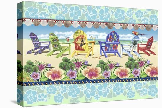 Coastal Chairs Floral-James Mazzotta-Stretched Canvas