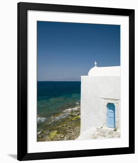 Coastal Church Mykonos Greece-null-Framed Art Print