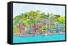 Coastal City-Ynon Mabat-Framed Stretched Canvas