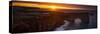 Coastal cliffs and natural arch at sunrise, Duncanby Head, Scotland, UK-Panoramic Images-Stretched Canvas