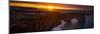 Coastal cliffs and natural arch at sunrise, Duncanby Head, Scotland, UK-Panoramic Images-Mounted Photographic Print