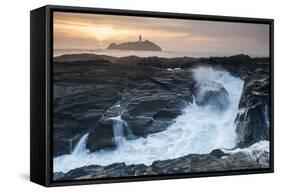 Coastal Cliffs, Godrevy Point, Nr St Ives, Cornwall, England-Paul Harris-Framed Stretched Canvas