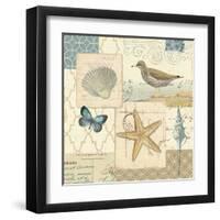 Coastal Collage IV-Pela Design-Framed Art Print