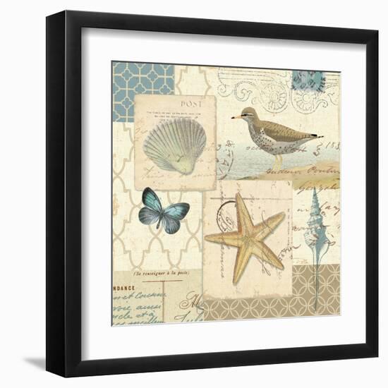 Coastal Collage IV-Pela Design-Framed Art Print