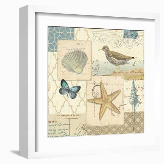 Coastal Collage IV-Pela Design-Framed Art Print