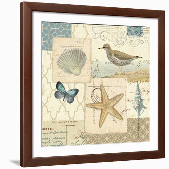 Coastal Collage IV-Pela Design-Framed Art Print