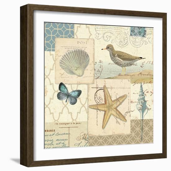 Coastal Collage IV-Pela Design-Framed Art Print