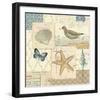 Coastal Collage IV-Pela Design-Framed Art Print