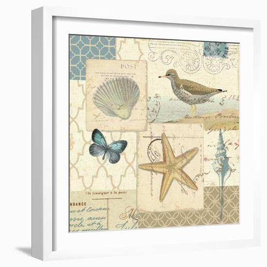 Coastal Collage IV-Pela Design-Framed Art Print