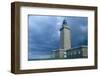 Coastal control path, cap Frehel, Brittany (Cote d'Emeraude). Stormy sky. 2009-Gilles Targat-Framed Photographic Print