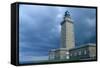 Coastal control path, cap Frehel, Brittany (Cote d'Emeraude). Stormy sky. 2009-Gilles Targat-Framed Stretched Canvas