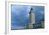 Coastal control path, cap Frehel, Brittany (Cote d'Emeraude). Stormy sky. 2009-Gilles Targat-Framed Photographic Print