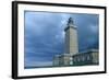 Coastal control path, cap Frehel, Brittany (Cote d'Emeraude). Stormy sky. 2009-Gilles Targat-Framed Photographic Print