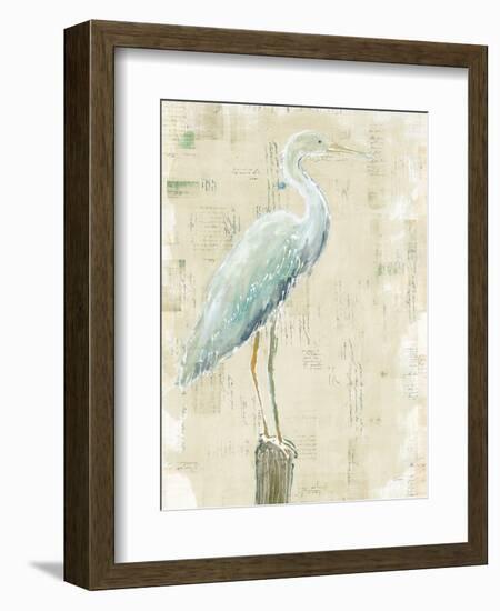 Coastal Egret I v2 no Aqua-Sue Schlabach-Framed Art Print