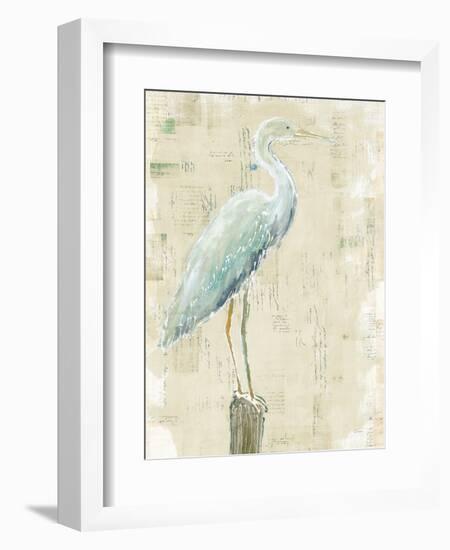 Coastal Egret I v2 no Aqua-Sue Schlabach-Framed Art Print