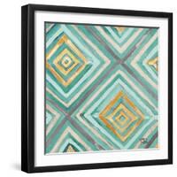 Coastal Ikat with Gold I-Patricia Pinto-Framed Art Print