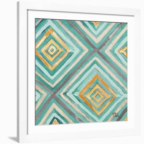 Coastal Ikat with Gold I-Patricia Pinto-Framed Art Print