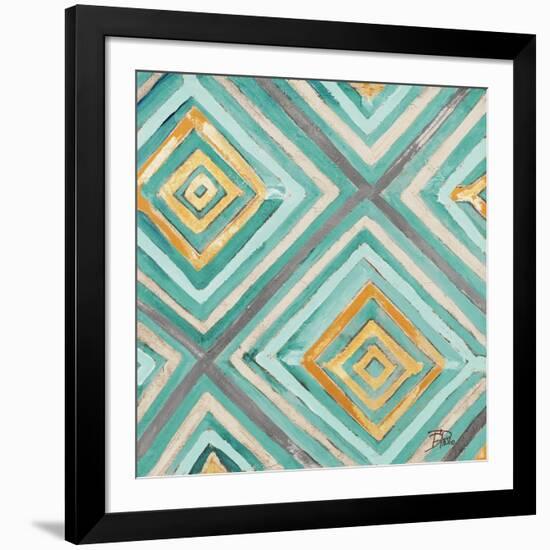 Coastal Ikat with Gold I-Patricia Pinto-Framed Art Print