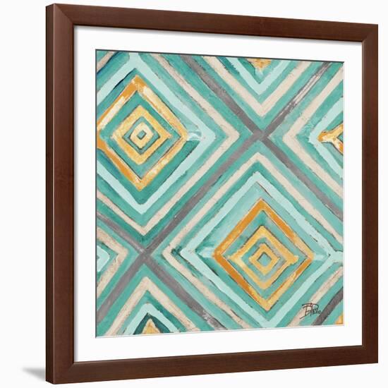 Coastal Ikat with Gold I-Patricia Pinto-Framed Art Print