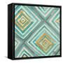Coastal Ikat with Gold I-Patricia Pinto-Framed Stretched Canvas
