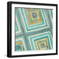 Coastal Ikat with Gold II-Patricia Pinto-Framed Art Print