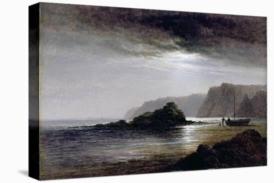 Coastal Landscape by Moonlight (Oil on Panel)-Arthur Gilbert-Stretched Canvas