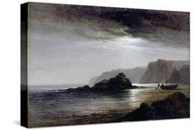 Coastal Landscape by Moonlight (Oil on Panel)-Arthur Gilbert-Stretched Canvas