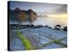 Coastal Landscape Illuminated by Mightnight Sun, Flakstad, Flakstadsoya, Lofoten, Norway-Doug Pearson-Stretched Canvas