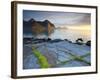 Coastal Landscape Illuminated by Mightnight Sun, Flakstad, Flakstadsoya, Lofoten, Norway-Doug Pearson-Framed Photographic Print