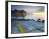 Coastal Landscape Illuminated by Mightnight Sun, Flakstad, Flakstadsoya, Lofoten, Norway-Doug Pearson-Framed Photographic Print