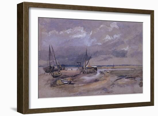 Coastal Landscape with Beached Fishing Boats, 1820-Thomas Churchyard-Framed Giclee Print