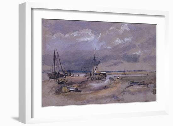 Coastal Landscape with Beached Fishing Boats, 1820-Thomas Churchyard-Framed Giclee Print